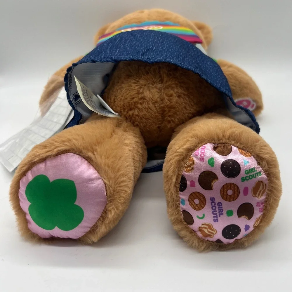 Build-A-Bear Girl Scouts Teddy Bear Plush Green Vest Uniform Rainbow Backpack